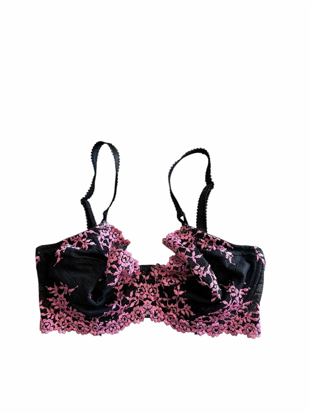 Wacoal 65191 Floral Embroidered Embrace Lace Bra Unlined Underwire Black 34DD